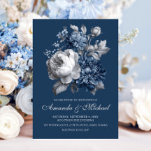 Modern Blues & Grey Floral Wedding