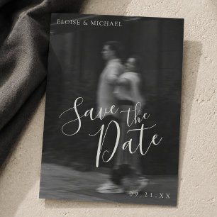 Modern Blurred Editorial Black & White Photo Save The Date