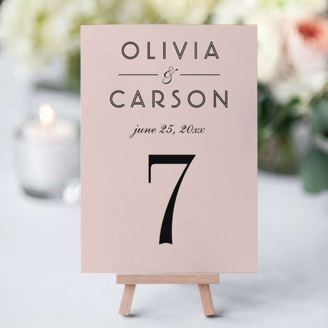 Modern Blush and Black Wedding Table Number (Creator Uploaded)