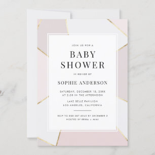 Modern Blush and Gold Foil Geometric Baby Shower Invitation