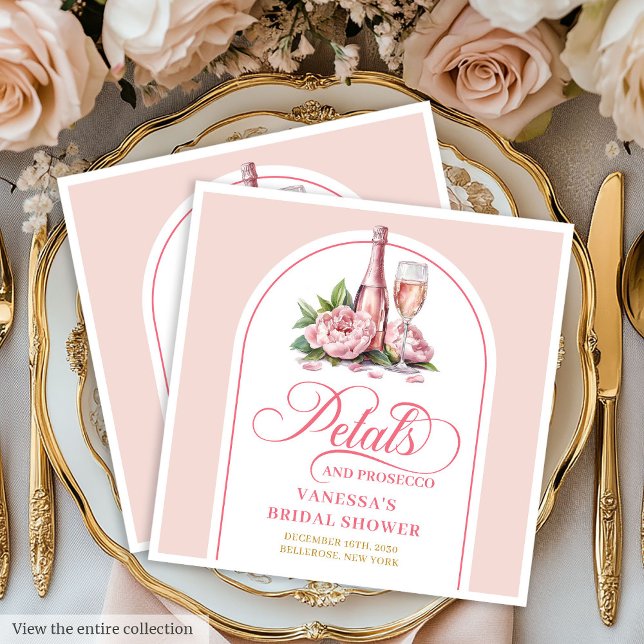 Modern Blush and Gold Petals and Prosecco Napkins (Modern Blush and Gold Petals and Prosecco Napkins)