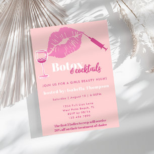 Modern Blush And Hot Pink Girls Night Botox Party Invitation