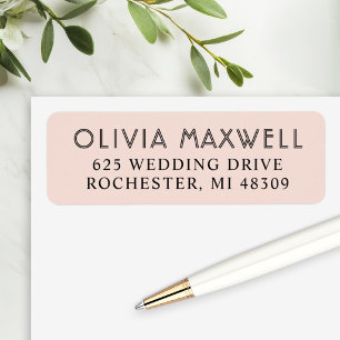 Modern Blush Black Art Deco Wedding Address Return Address Label
