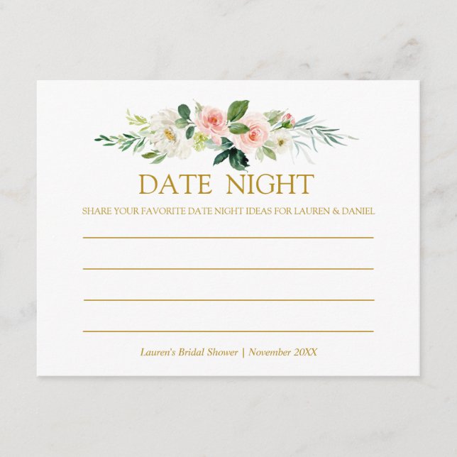 Modern Blush | Bridal Shower Date Night Advice Card (Front)