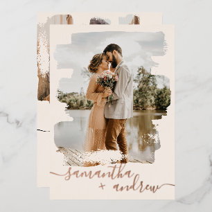 Modern blush brushstroke script 2 photos wedding
