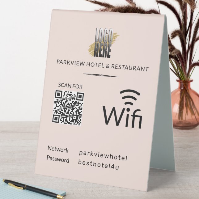Modern Blush Business Wifi QR Code Logo (In SItu (Table))