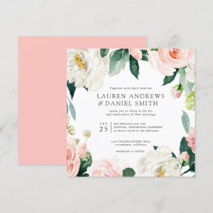 Modern Blush Chic Botanical Garland wedding Invitation