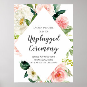 Modern Blush Chic Unplugged Wedding Ceremony Sign