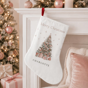 Modern Blush Christmas Tree Personalized Stocking