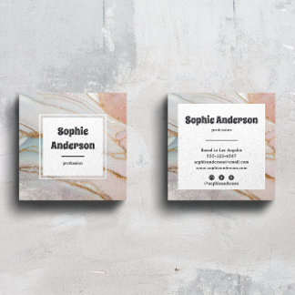 Modern Blush & Cream Marble Square Business Card