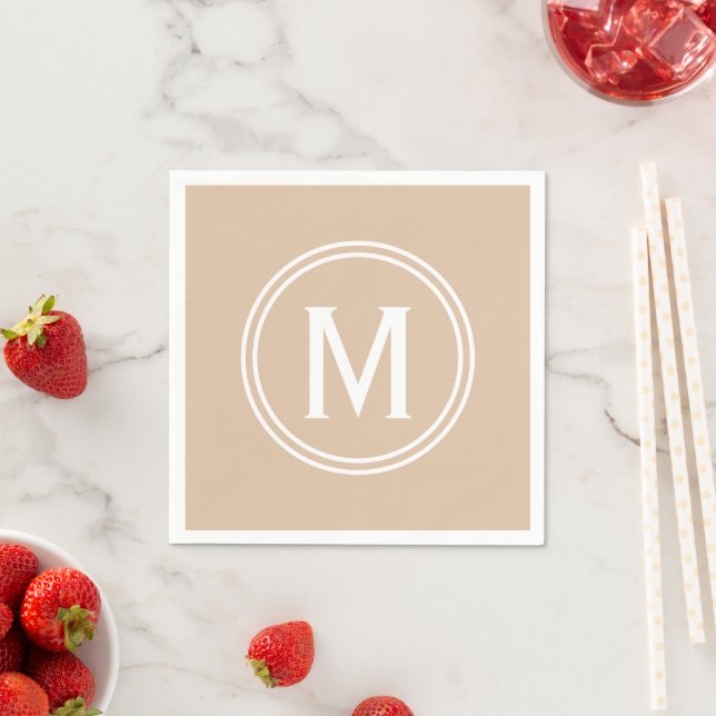 Modern Blush Custom Round Framed Monogram Napkin (Insitu)