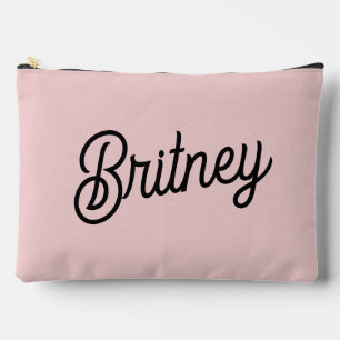 Modern Blush Dusty Pink Monogram and Name  Accessory Pouch