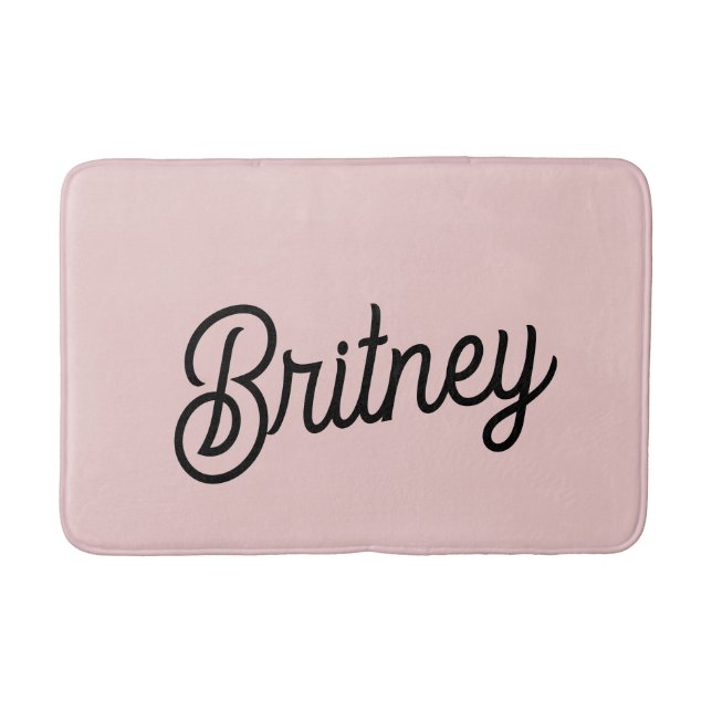 Modern Blush Dusty Pink Monogram and Name  Bath Mat (Front)
