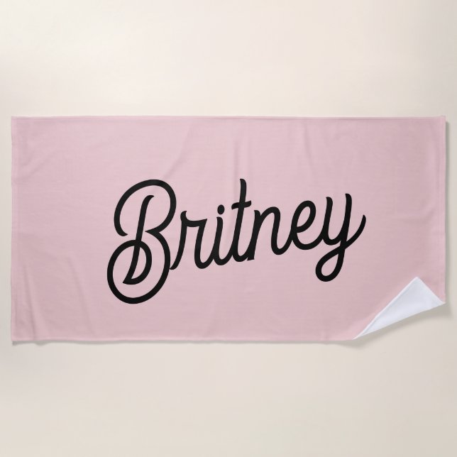 Modern Blush Dusty Pink Monogram and Name  Beach Towel (Front)