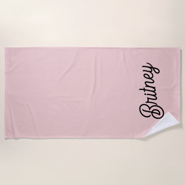Modern Blush Dusty Pink Monogram and Name  Beach Towel (Front)