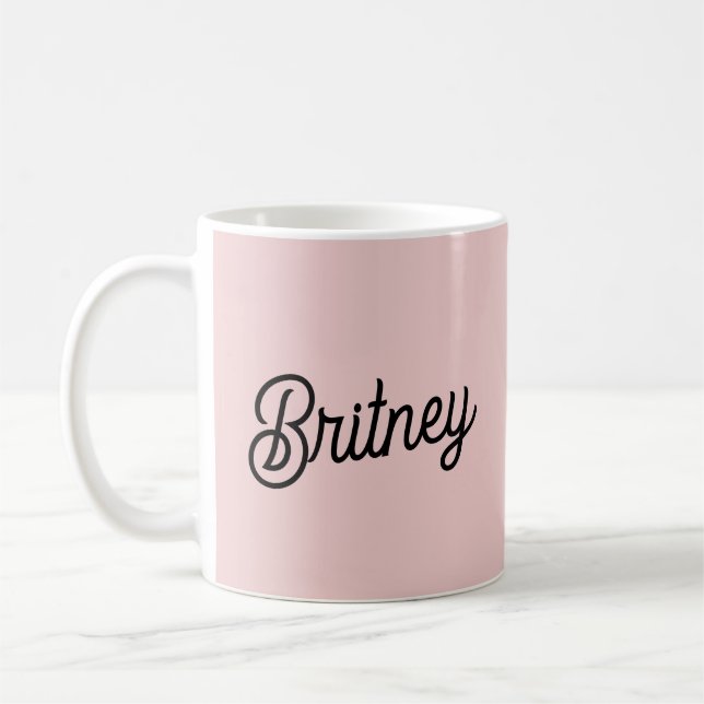 Modern Blush Dusty Pink Monogram and Name  Coffee Mug (Left)