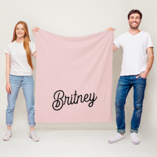 Modern Blush Dusty Pink Monogram and Name  Fleece Blanket