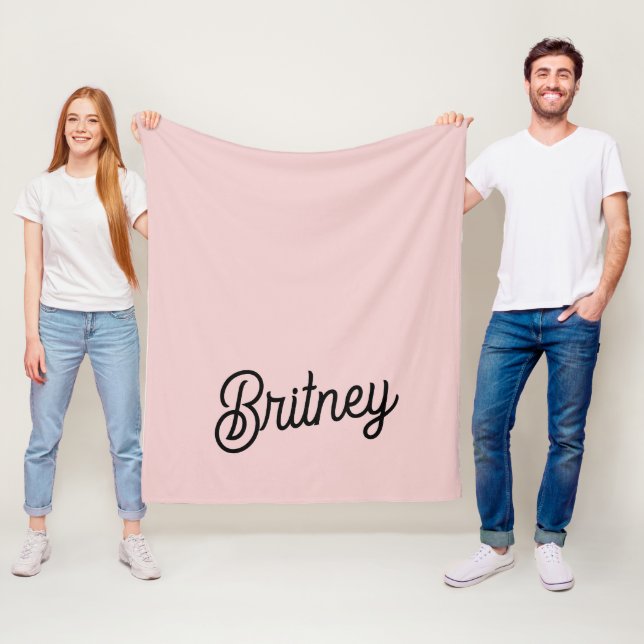 Modern Blush Dusty Pink Monogram and Name  Fleece Blanket (In Situ)