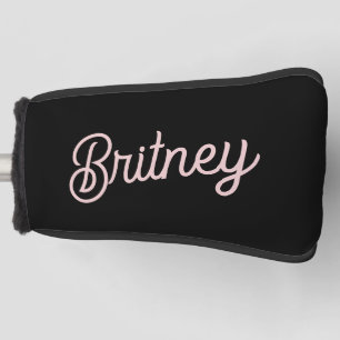 Modern Blush Dusty Pink Monogram and Name  Golf Head Cover