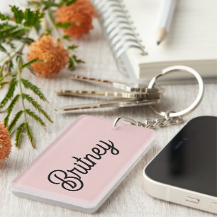 Modern Blush Dusty Pink Monogram and Name Key Ring
