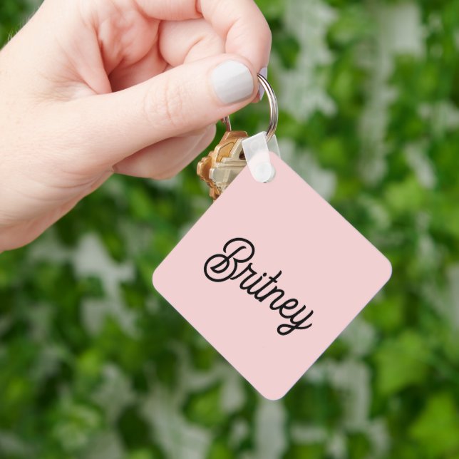 Modern Blush Dusty Pink Monogram and Name  Key Ring (Hand)