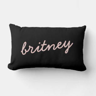 Modern Blush Dusty Pink Monogram and Name  Lumbar Cushion