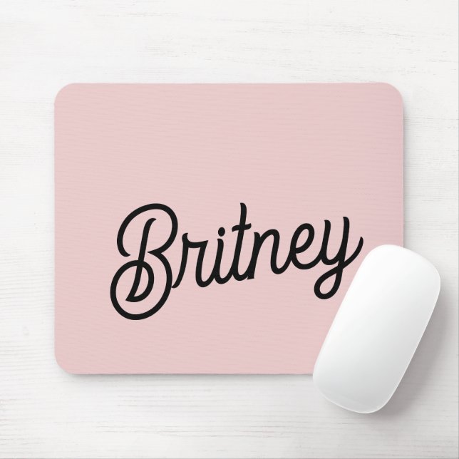 Modern Blush Dusty Pink Monogram and Name  Mouse Pad (With Mouse)