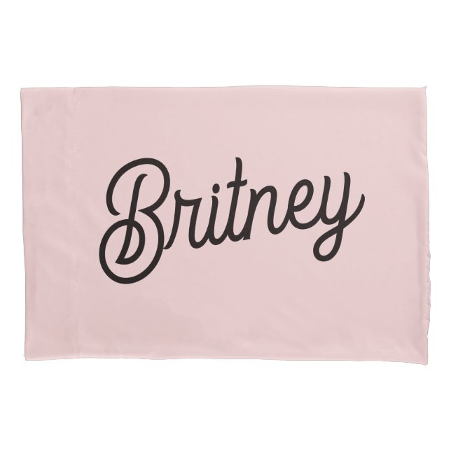 Modern Blush Dusty Pink Monogram and Name  Pillowcase (Front)