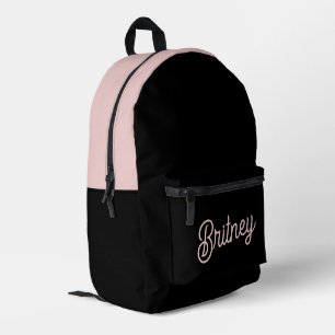 Modern Blush Dusty Pink Monogram and Name  Printed Backpack