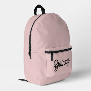 Modern Blush Dusty Pink Monogram and Name Printed Backpack