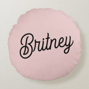 Modern Blush Dusty Pink Monogram and Name Round Cushion