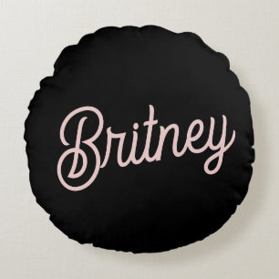 Modern Blush Dusty Pink Monogram and Name Round Cushion