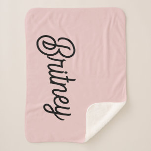 Modern Blush Dusty Pink Monogram and Name Sherpa Blanket