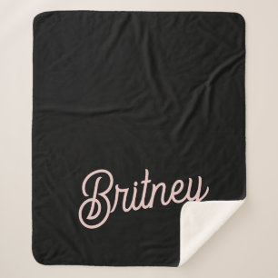 Modern Blush Dusty Pink Monogram and Name  Sherpa Blanket