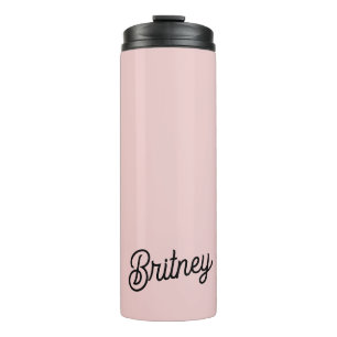 Modern Blush Dusty Pink Monogram and Name Thermal Tumbler
