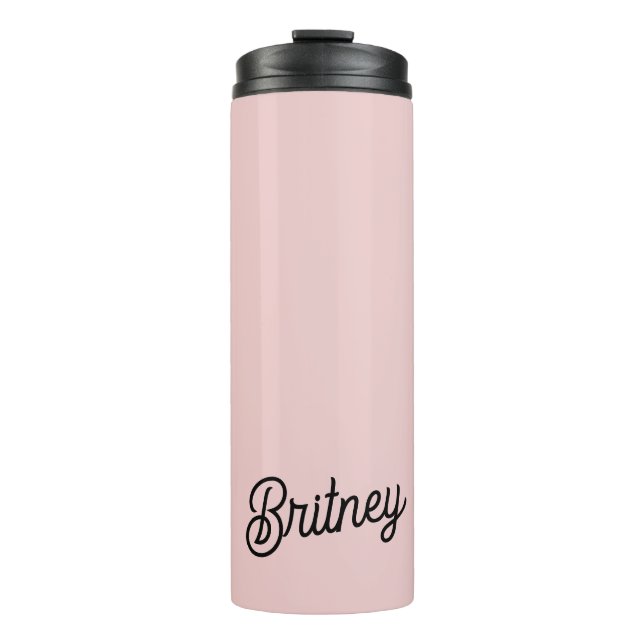 Modern Blush Dusty Pink Monogram and Name  Thermal Tumbler (Front)