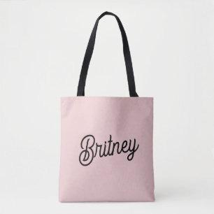 Modern Blush Dusty Pink Monogram and Name  Tote Bag