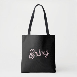 Modern Blush Dusty Pink Monogram and Name  Tote Bag