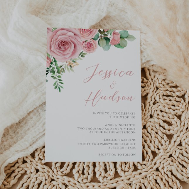 Modern Blush Elegance Botanical Wedding Invitation (Creator Uploaded)
