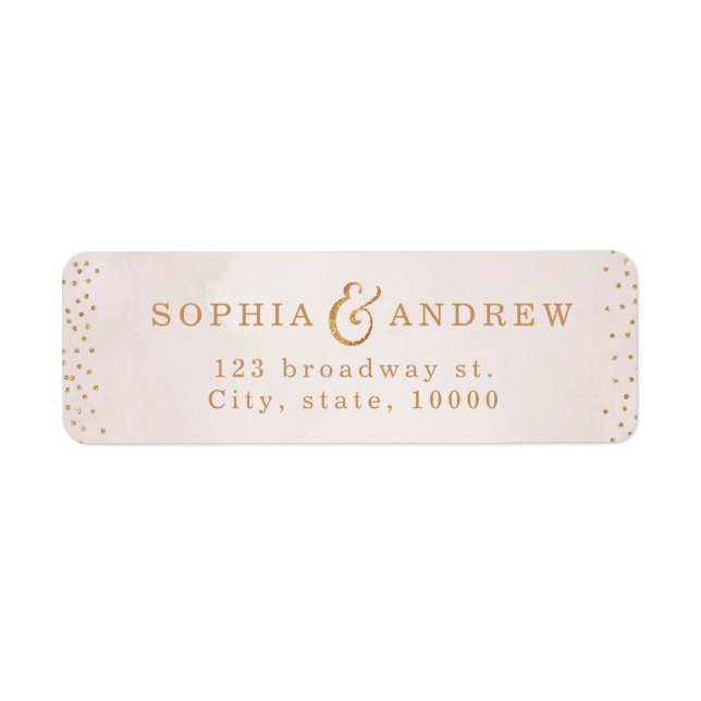 Modern blush faux glitter rose gold return address label (Front)