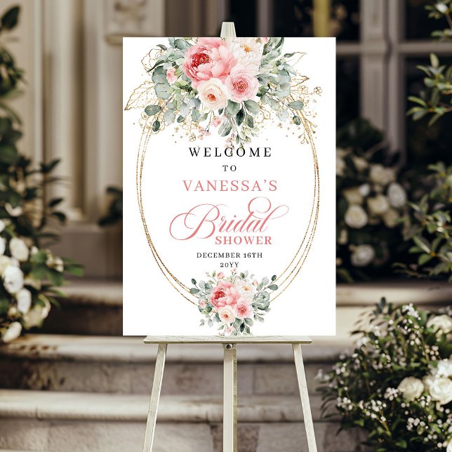 Modern Blush Floral Bridal Shower Welcome Poster (Modern Blush Floral Bridal Shower Welcome)
