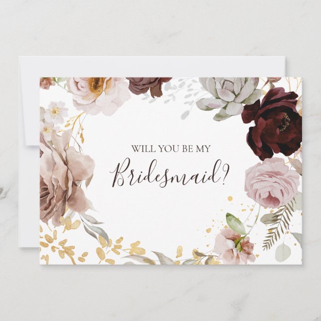Modern Blush Floral |  Bridesmaid Proposal Card (Front)