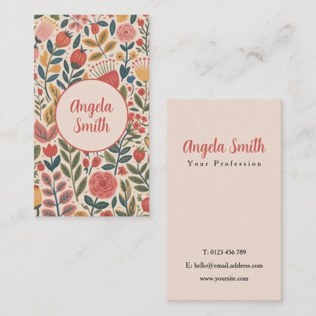 Modern Blush Floral Business Card (Front/Back)