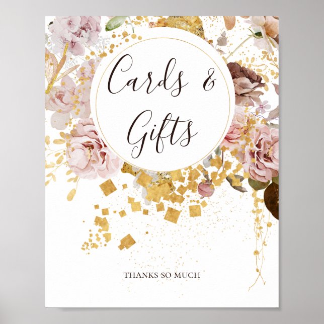 Modern Blush Floral | Cards and Gifts Sign (Front)