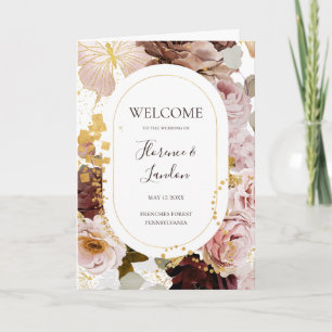 Modern Blush Floral Folded Wedding Program