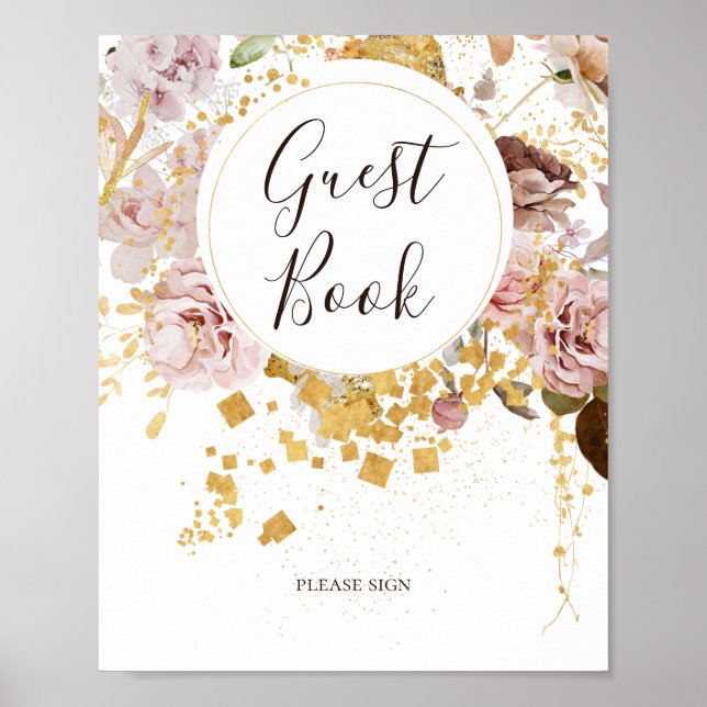 Modern Blush Floral | Guest Book Sign (Front)