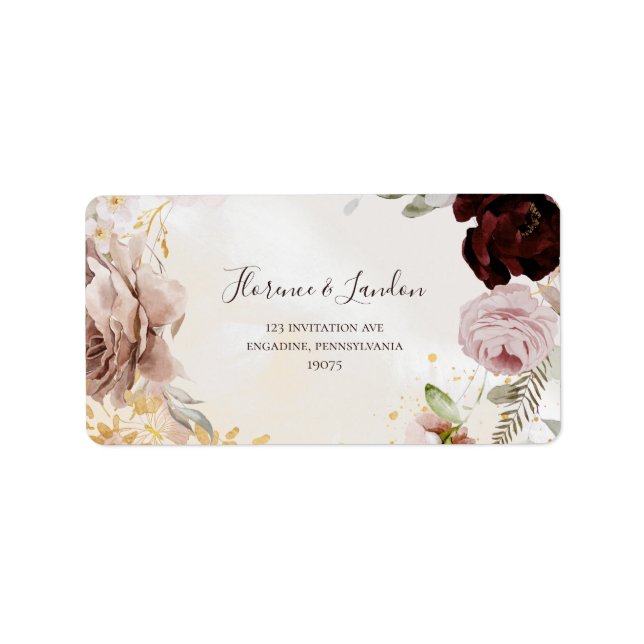Modern Blush Floral | Marble RSVP return address Label (Front)