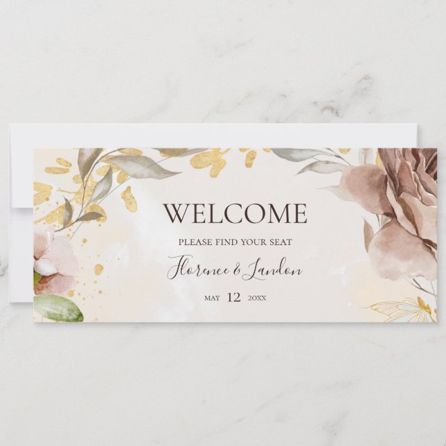 Modern Blush Floral | Marble Seating Chart Header (Front)