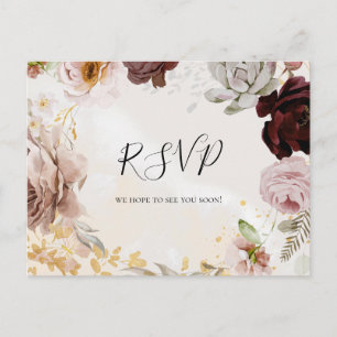 Modern Blush Floral   Marble Song Request RSVP Postcard
