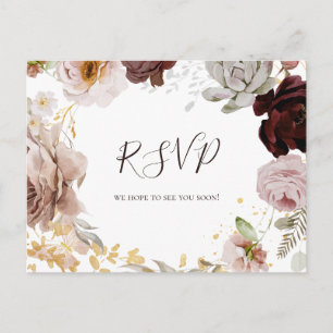 Modern Blush Floral   Menu Choice RSVP Postcard